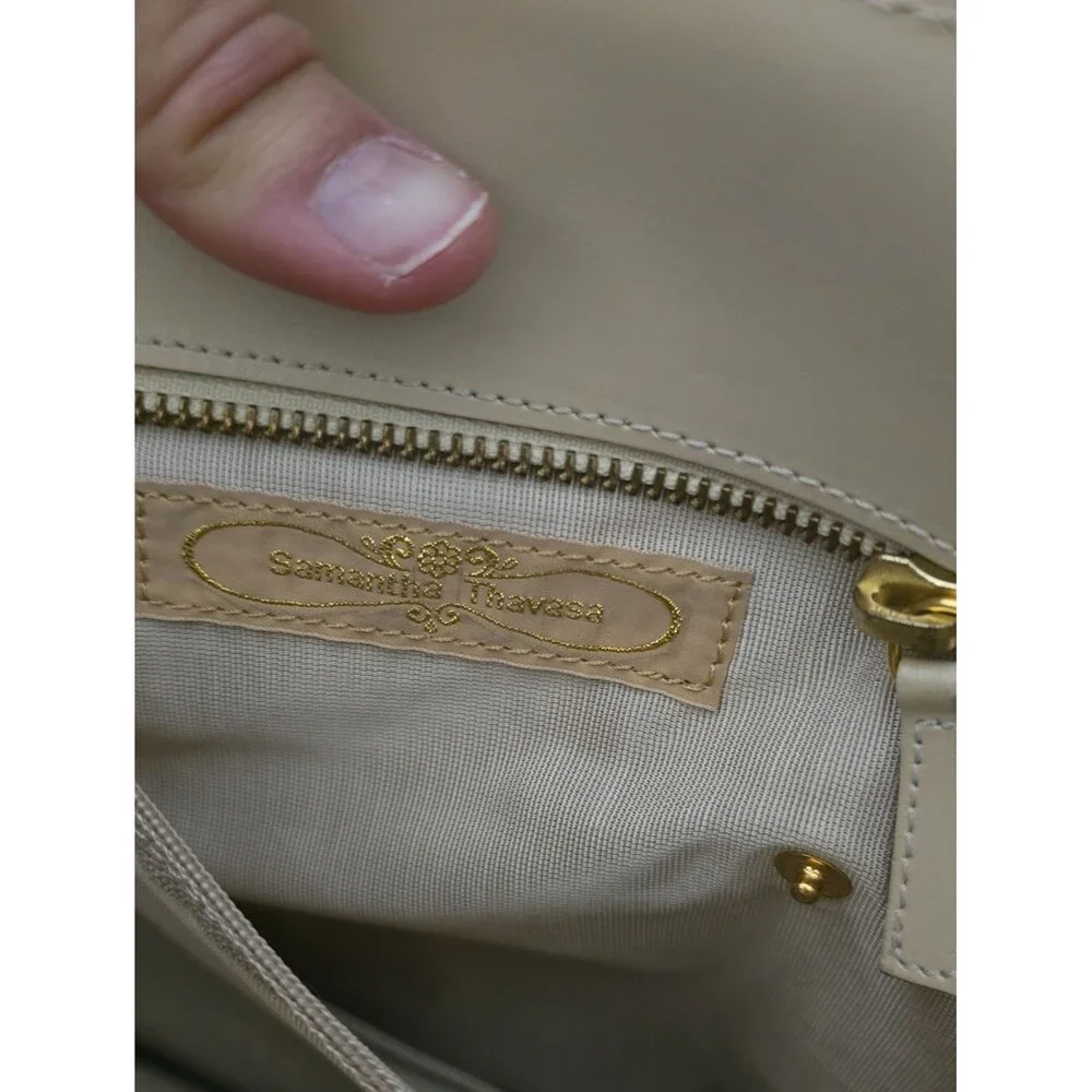 Samantha Thavasa Tweed Satchel Bag Heart Charm Mirror Pouch Expandable Tote